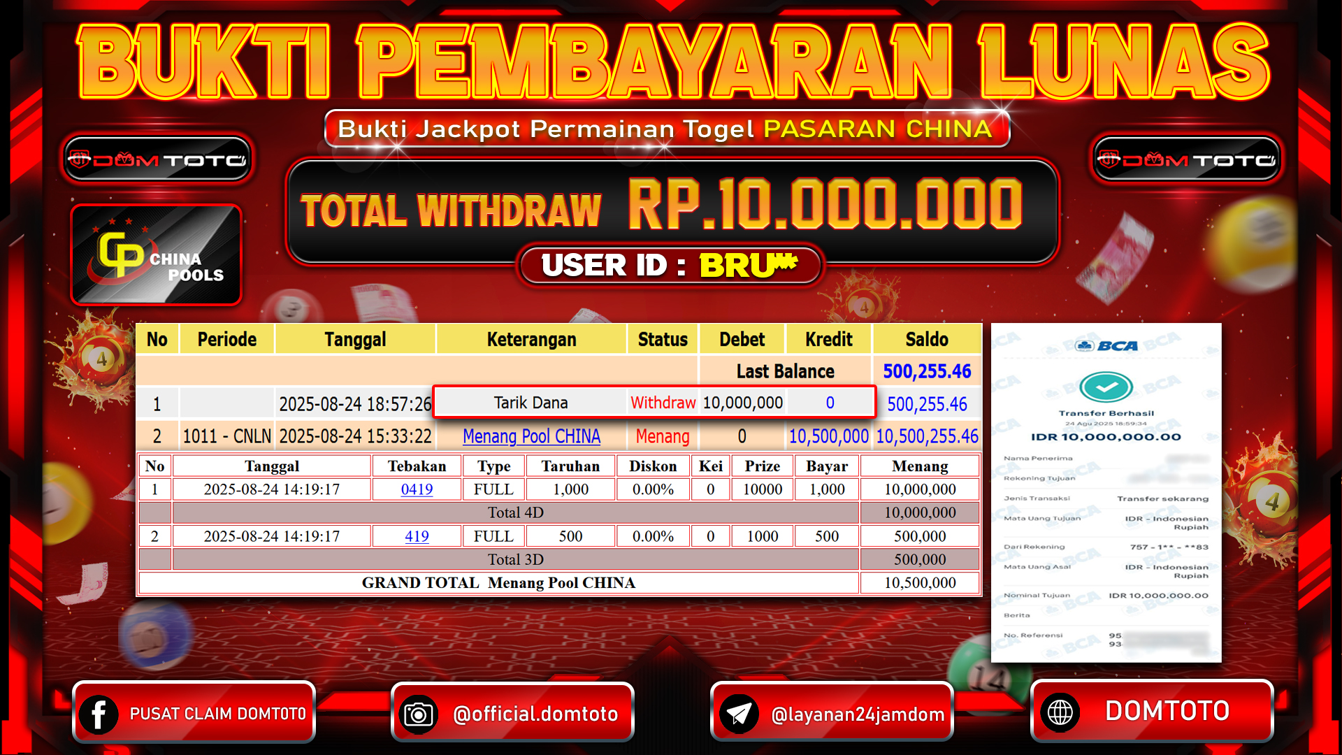 JACKPOT TOGEL CHINA 24 AGUSTUS  2025